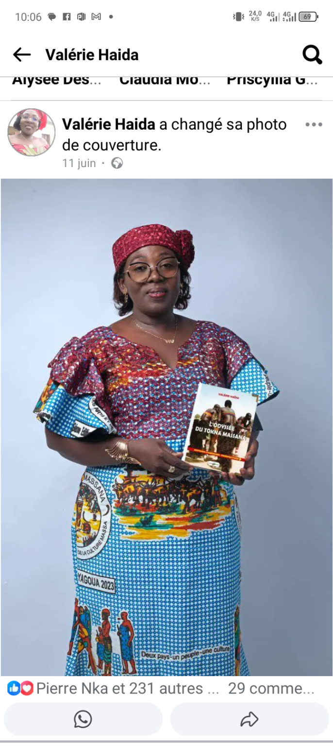 La journaliste et écrivaine Valérie Haïda dédicacera son livre intitulé ‹‹ L’ODYSSÉE DU TOKNA MASSANA ›› : histoire – itinéraire – perspectives